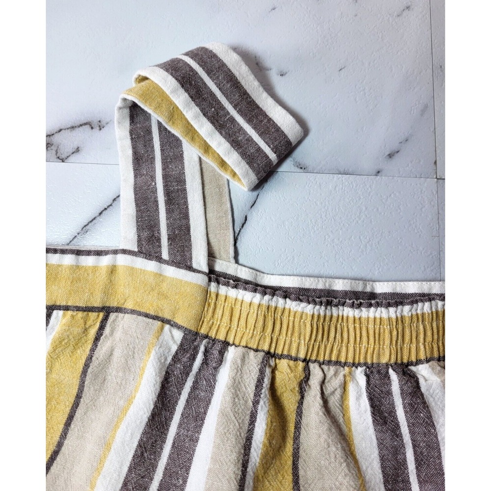 London Times 3 Tier Striped Linen/Rayon Sundress Wide Straps Elastic Back 14 - Picture 7 of 8